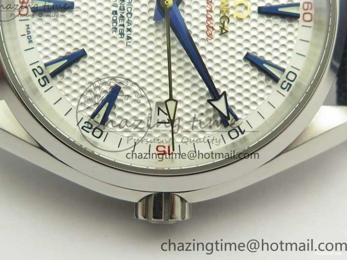 0220 EasyCare Aqua Terra Master Ryder Cup Edition VSF 1:1 Best Edition White Textured Dial on Blue Nylon Strap A8500 Super Clone 8016